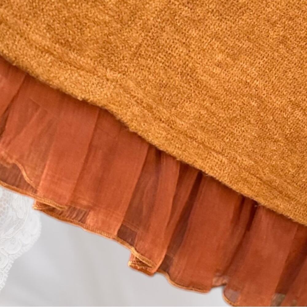 Anthropologie Gorgeous Orange Lace Bow midi Sweater Dress by a’reve Size S - Picture 6 of 8